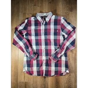 Timberland Plaid Flannel Button Down Mens Medium 100% Organic Cotton Long Sleeve